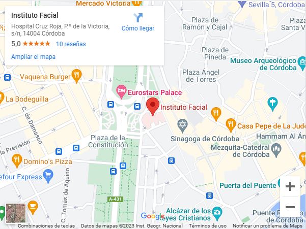 Map: nstituto Facial inside Hospital Cruz Roja at Córdoba, Spain